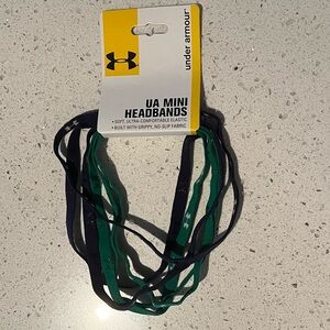 NWT Under Armour mini headbands. Pack of 6, green + blue. Grippy, no-slip fabric